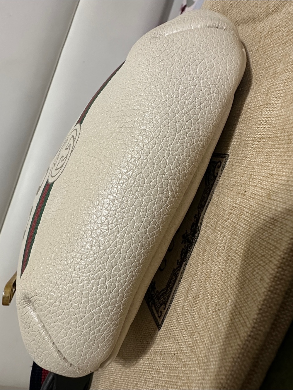 Gucci Off-White/Light Beige Leather Logo Web Belt/Body Bag - Picture 7 of 15